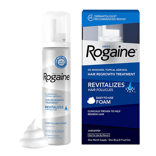 Mens Rogaine 5% Minoxidil Topical Aerosol Hair Regrowth Treatment Unscented, One Month Supply - 2.11 Oz